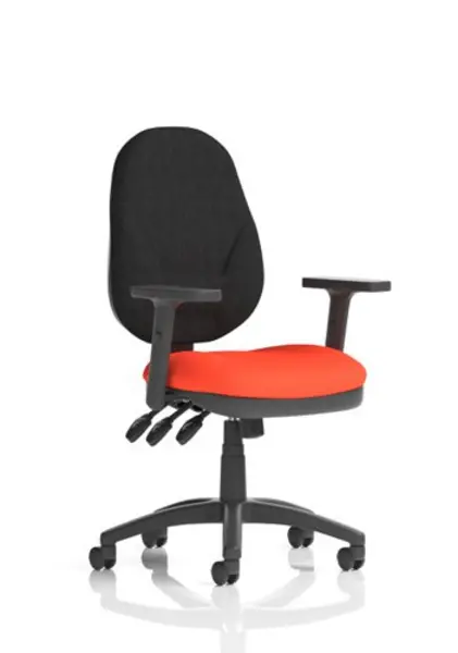 Eclipse XL III Eclipse XL Lever Task Operator Chair Black Back Bespoke Seat With Height Adjustable Arms In Orange KCUP0911