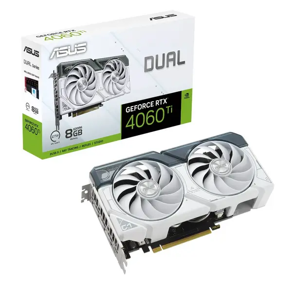 Asus Dual GeForce RTX 4060 Ti 8GB White Graphics Card - DUAL-RTX4060TI-8G-WHITE