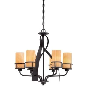 6 Light Multi Arm Chandelier Imperial Bronze Finish, E27