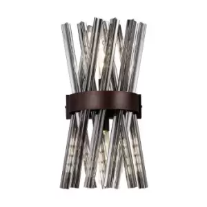 Luminosa 2 Light E14, Wall Light E14, Brown Oxide , Smoke Glass