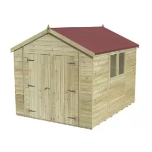 Forest Garden Timberdale 10X8 Apex Pressure Treated Tongue & Groove Solid Wood Shed With Floor (Base Included) - Assembly Service Included