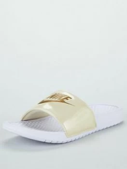 Nike Benassi Jdi Print Slider WhiteGold Size 8 Women