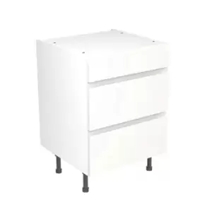 KitchenKIT J-Pull Handleless 60cm 3-Drawer Unit - Matt White