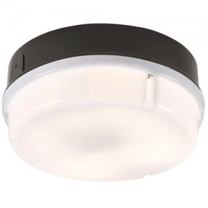 KnightsBridge 28W IP65 Round Bulkhead With Black Base - Opal Diffuser