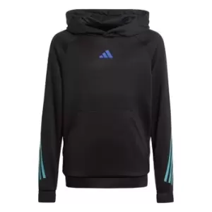 adidas Train Icons AEROREADY 3-Stripes Hoodie Kids - Black / White / Semi Lucid Fuc