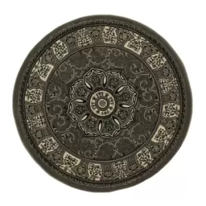 Think Rugs Heritage Round Rug 4400 Grey 150X150cm