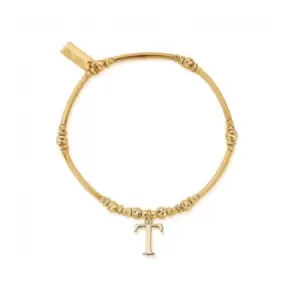 Gold Iconic Initial Bracelet - Letter T