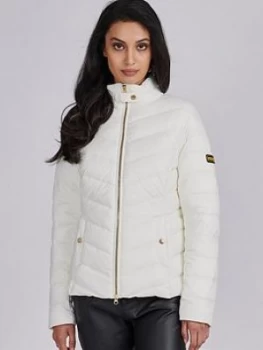 Barbour International Aubern Quilted Jacket - White, Size 18, Women