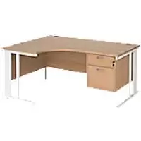 Dams International Left Hand Ergonomic Desk MCM16ELP2WHB 1,600 x 1,200 x 725 mm