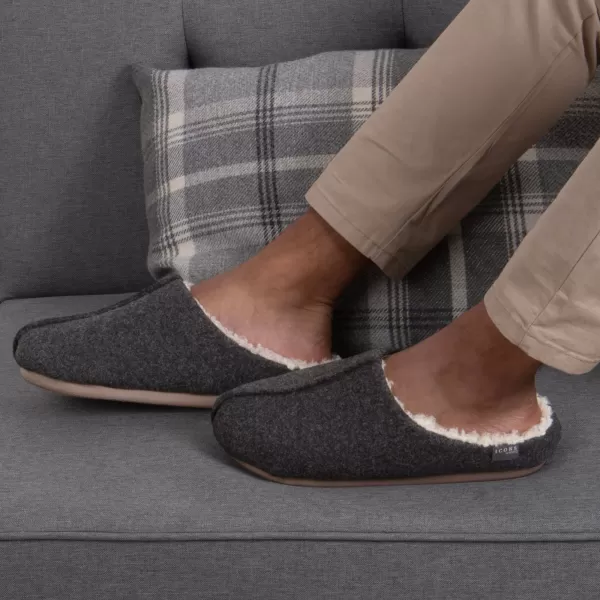 totes Felted Centre Seam Charcoal Mule Slippers Grey