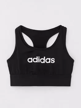 Adidas Girls Linear Sports Bra, Black/White, Size 13-14 Years, Women