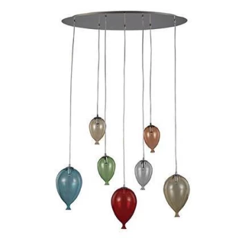 Clown 7 Light Oval Balloon Cluster Pendant Multi-coloured, G9