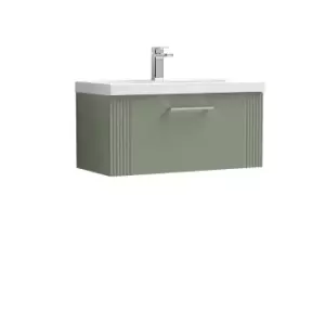 Nuie Deco 800mm Wall Hung Single Drawer Vanity & Basin 3 - Satin Reed Green