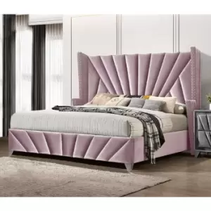 The Premiere Upholstered Beds - Plush Velvet, Super King Size Frame, Pink - Pink