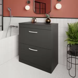 Nuie - Athena Floor Standing 2-Drawer Vanity Unit and Worktop 800mm Wide - Gloss Grey