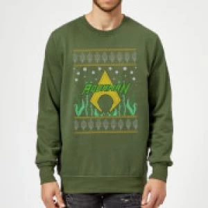 DC Aquaman Knit Christmas Sweatshirt - Forest Green - L