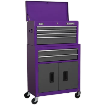 Sealey American Pro 6 Drawer Roller Cabinet and Tool Chest Purple / grey