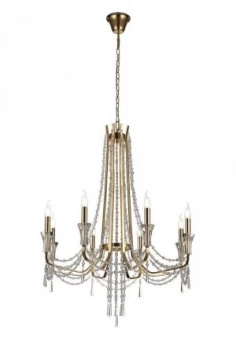 Ceiling Chandelier Pendant 8 Light E14 French Gold, Crystal