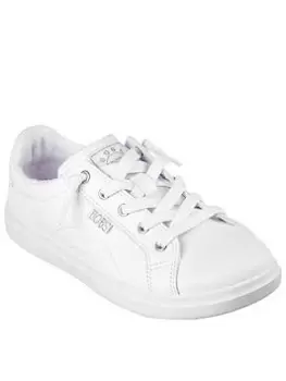 Skechers Bobs D Vine Vegan Leather Faux Lace Slip On Sneaker - White Synthetic, White, Size 8, Women