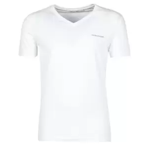 Calvin Klein Jeans MICRO CK SLIM STRETCH V NECK TEE mens T shirt in White. Sizes available:XXL