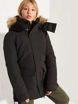 Superdry Code Everest Faux Fur Parka - Black, Size 8, Women