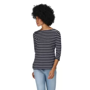 Regatta Womens Bayla 3/4 Sleeve Striped Boat Neck T Shirt 14 - Bust 38' (97cm)