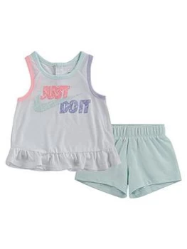 Nike Younger Girl Sidewalk Chalk French Terry Short Set - Green, Size 12 Months, Women