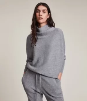 AllSaints Womens Ridley Wool-Cashmere Blend Jumper, Thunder Grey, Size: XS