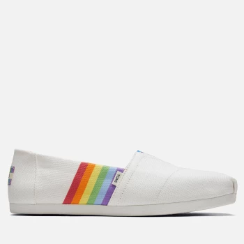 TOMS Womens Alpargata 'Pride Pack' Vegan Pumps - White Unity Rainbow - UK 5