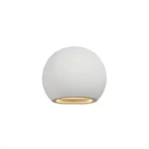 Luminosa Lighting - Round Ball Up & Down Wall Lamp, 1 x G9, White Paintable Gypsum