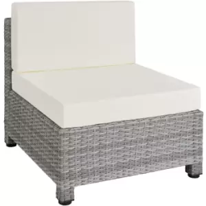 Tectake Rattan Corner Sofa Set With Aluminium Frame - Light Grey/Cream