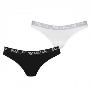 Emporio Armani 2 Pack Brazil Briefs White/Black Size L Women