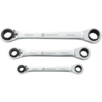 TOOLCRAFT 819162 Double-ended ratcheting box wrench set 3 Piece 8 - 19 mm