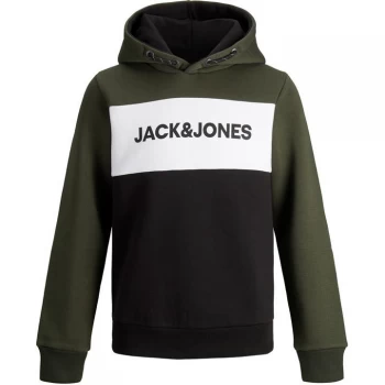 Jack and Jones & Jones Junior Logo Blocking Sweat Hoodie - Forest Night