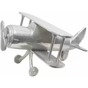 Large Designer Solid Metal Biplane Classic Silver Table Top - Homescapes