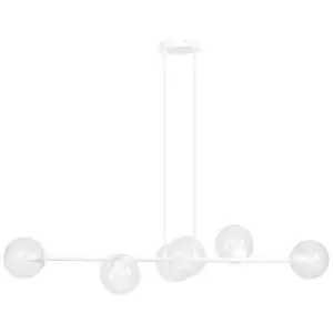 Emibig Rossi White Globe Pendant Ceiling Light with Clear Glass Shades, 6x E14