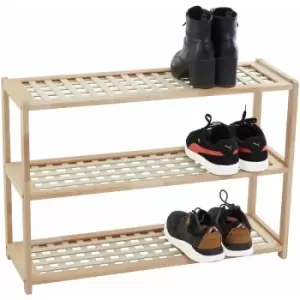 Natural Wood 3 Tier Shoe Rack - Premier Housewares