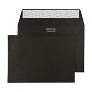 Creative Dark Coloured Envelopes C6 Peel & Seal 114 x 162mm Plain 120 gsm Jet Black Pack of 500