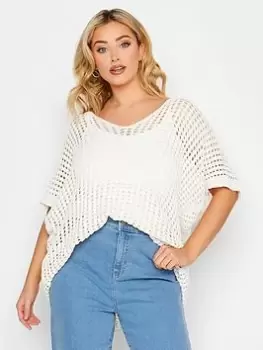 Yours Crochet Boxy Cover Up, Cream, Size 26-28, Women