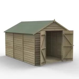 Forest Garden Overlap Pressure Treated 8' x 12' Apex Shed - No Window Double Door