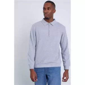 I Saw It First Grey Zip Up Polo Long Sleeve Top - Grey