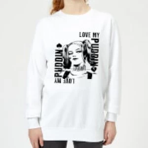 DC Comics Suicide Squad Harley Love Puddin Womens Sweatshirt - White - XS