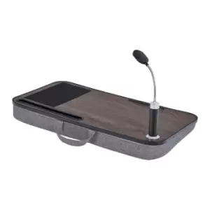 Teamson Home Trapezi 2 In 1 Portable Lap Desk Tray And Carrier Detachable LED Light And Mouse Pad Brown