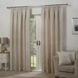 Emma Barclay Duchess Paisley Jacquard Lined Pencil Pleat Curtains, Cream, 66 x 72 Inch