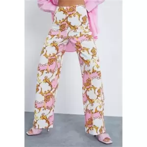 I Saw It First Pink Scarf Print Wide Leg Trousers - Pink