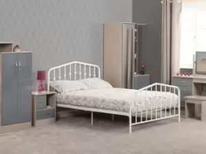 Seconique York 4ft6 Double White Metal Bed Frame