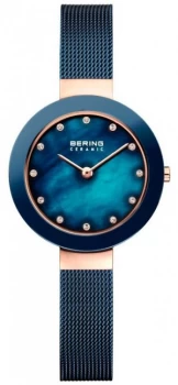 Bering Womans Ceramic Blue Milanese Strap 11429-367 Watch