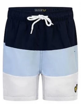 Lyle & Scott Boys Wide Stripe Swim Shorts - Navy, Size Age: 8-9 Years