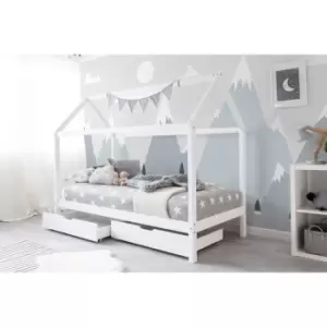 Crazy Price Beds Lotty Treehouse White Single Bed With Drawers