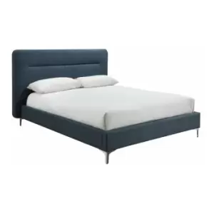 Finn Steel Blue Fabric Upholstred Bed 4ft6 Double Frame 135 x 190